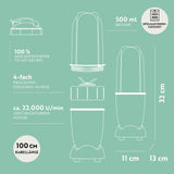 GOURMETmaxx Mr. Magic Power 400 Pro mit Zubehörset M weiß, 400W Motor, 500ml Becher, To-go-Deckel, Edelstahl-Klingen, kompakt, spülmaschinenfest.