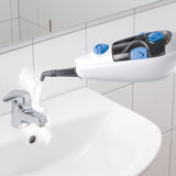 CLEANmaxx Dampfbesen mit Dampfregulierung - blau/weiß reinigt mit Dampfstrahl Armaturen und Oberflächen hygienisch.