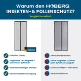 HOBERG Insekten- & Pollenschutzvorhang mit XXL-Magnetbändern, 80x210 cm, robust, lichtdurchlässig, einfacher Einbau, schützt vor Insekten und Pollen.