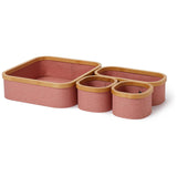 LUMALAND Aufbewahrungsboxen mit Bambus-Rahmen - 4er-Set - Rosa in verschiedenen Größen und praktischem Design für Ordnung im Alltag.