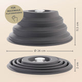 KitchBo Faltbare Mikrowellenhaube mit Magnet zur einfachen Verstauung in der Mikrowelle, platzsparend und zusammenklappbar.