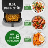 GOURMETmaxx Heißluftfritteuse 6,5 l mit Touchscreen, Timer, 11 Programmen, ideal für bis zu 6 Personen und vielseitige Gerichte.