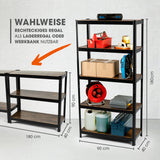 EASYmaxx 2 in 1 Schwerlastregal & Werkbank 180x90x40 cm, Metall mit MDF-Platten, bis 875 kg Traglast, als Regal oder Werkbank nutzbar.