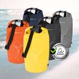 #DoYourOutdoor Dry Bag 30L Gelb wasserdichter, robuster Outdoor-Rucksack mit verstellbarem Schultergurt und Rolltop-Verschluss.