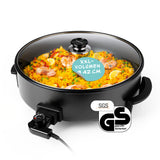 GOURMETmaxx elektrische Partypfanne Ø 42 cm mit Thermostat, Glasdeckel, XXL-Volumen, Antihaftbeschichtung und Cool-Touch-Griffen.
