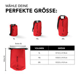 Where Tomorrow Dry Bag 5L - Style 02 - Rot, wasserfester, robuster Outdoor-Rucksack mit verstellbarem Schultergurt und Rolltop-Verschluss.