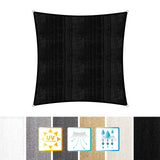 LUMALAND Sonnensegel 100% HDPE mit Stabilisator 4x4m Schwarz, UV-Schutz, reißfest, mit Befestigungsseilen und rostfreien Ringen.