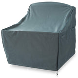 LUMALAND Abdeckung für gestapelte Patio Stühle - 85 x 65 x 80/119 cm - Grün/Grau, wasserabweisend und UV-beständig, schützt Gartensessel zuverlässig.