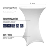 LUMALAND Stehtischhusse Ø 70-75 cm Weiß 5er-Set, schmutzabweisend, abwischbar, waschbar, perfekte Passform, Polyester-Elasthan Material