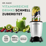 GOURMETmaxx Mr. Magic Power 400 Pro mit Zubehörset M, kompakter Standmixer für Smoothies und Shakes, 400W, 500ml, leicht zu reinigen.