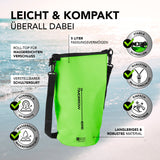 Where Tomorrow Dry Bag 5L - Style 02 - Grün, wasserdichter Rucksack mit UV-Schutz, verstellbarem Schultergurt und robustem Reißverschluss.
