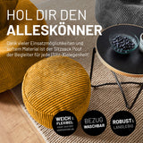 LUMALAND Sitzsack Pouf (Cord-Reihe), 50L - Bezug waschbar - Hocker & Ablage in 1 - senfgelber, weicher, flexibler Polstersitz