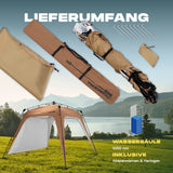 Where Tomorrow - Pop up Pavillon Kamelbraun mit 10 Sek. Quick-up-Aufbau, wasserfest, inkl. Seitenwand, ideal für Camping und Feiern.