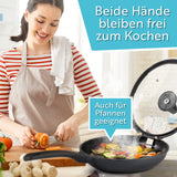 topfi® Topfdeckelhalter für Töpfe & Pfannen erleichtert das Kochen und hält Deckel sicher ohne Verrutschen oder Kratzer.