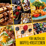 GOURMETmaxx Waffeleisen für Belgische Waffeln mit Heizelementen, Thermostat, Cool-Touch-Griff und antihaftbeschichteten Platten.