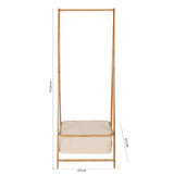 LUMALAND Kleiderständer aus Bambus 159x60x45 cm in Beige, stabil mit Ablagefach für Jacken und Accessoires.