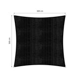 LUMALAND Sonnensegel 100% HDPE Schwarz, Quadrat 3x3 m, UV-Schutz 30+, reißfest, mit stabilen Eckringen und Befestigungsseilen.