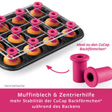 CuCap Backblech mit Zentrierhilfe für Muffins & Cupcakes für stabiles und zentriertes Backen von CuCap Backförmchen.