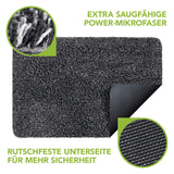 EASYmaxx Schmutzfangmatte Magic Step 40x60 cm grau mit saugfähiger Mikrofaser und rutschfester Unterseite für mehr Sicherheit.