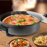 GOURMETmaxx Pizza-Pfanne mit Deckel - Elektrisch 1500W, Antihaftbeschichtung, XXL-Fassungsvermögen und Glasdeckel mit Dampfaustritt
