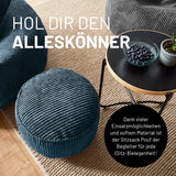 LUMALAND Sitzsack Pouf Cord - Grau, vielseitig einsetzbar, mit weichem Cord-Bezug und leichter, langlebiger Füllung.