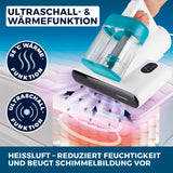 CLEANmaxx Milbensauger Rotation mit UV-C-Licht entfernt 99,9 % Milben, Ultraschall- und Wärmefunktion für hygienische Heimtextilien.