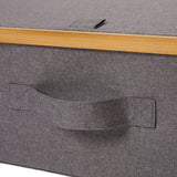 LUMALAND Aufbewahrungsbox mit Bambus-Rahmen - 54 x 33 x 18 cm - 2er-Set - Grau, faltbar mit praktischem Griff und stabilem Rahmen
