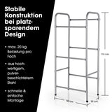 EASYmaxx Metall Getränkekisten-Regal für 3 Kisten, stabile Konstruktion, platzsparendes Design, Maße 127x50x34 cm, pulverbeschichteter Stahl.