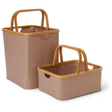 LUMALAND Bambus-Rahmen-Aufbewahrungskorb - 2er-Set - Taupe, faltbare Aufbewahrungskörbe mit Bambusrahmen und Griffen in zwei Größen.