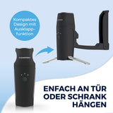 CLEANmaxx Hemdenbügler PRO KOMPAKT in schwarz/silber mit klappbarem Design, einfach an Tür oder Schrank zu hängen.