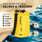 Where Tomorrow Dry Bag 5L - Style 02 - Gelb, wasserdichter, robuster Outdoor-Rucksack mit Rolltop-Verschluss und UV-Schutz.