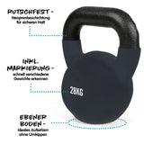 #DoYourFitness Kettlebell 28 kg aus massivem Gusseisen mit rutschfester Neoprenbeschichtung und klarer Gewicht-Markierung.