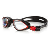 DoYourSwimming Schwimmbrille Predator in Schwarz-Rot mit 100% UV-Schutz, Antibeschlag-Beschichtung und sicherem Sitz für Wassersport.