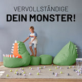 Kindersitzsack LUMALAND Kindersitzsack Animal Line Monster - Pastell Grün als weicher, großer Sitz- und Lieblingsplatz für Kinder.