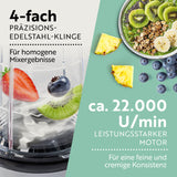 GOURMETmaxx Mr. Magic Power 400 Pro mit Zubehörset M mit 4-fach Edelstahlklingen und 400-W-Motor für feine Mixergebnisse.