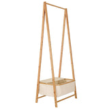 LUMALAND Kleiderständer aus Bambus 159x60x45 cm in Beige, stabiler Kleiderhalter mit Ablagefach, modernes und natürliches Design.