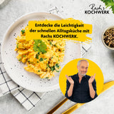 RACHS KOCHWERK Backpapierschalen für Heißluftfritteusen (2–5 l), sauber, hitzebeständig und mit Antihaftbeschichtung, 50 Stück.