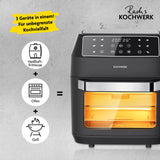 Rachs KOCHWERK Heißluft-Ofen Digital 12l 1700W schwarz mit Touchdisplay, Fritteuse, Ofen und Grill in einem Gerät.