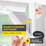 Moskitonetz für Fenster mit selbstklebendem Klettband - 130 x 150 cm - Weiß, einfaches Anbringen ohne Bohren oder Schrauben.