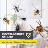 Moskitonetz für Fenster mit selbstklebendem Klettband - 130 x 150 cm - Weiß schützt effektiv vor Insekten wie Mücken, Wespen und Spinnen.