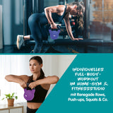 #DoYourFitness Kettlebell - Kugelhantel aus massivem Gusseisen mit Neoprenbeschichtung - 14 kg im Einsatz für Krafttraining und Ganzkörper-Workout.