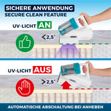 CLEANmaxx Milbensauger Rotation mit UV-C-Licht schützt durch automatische Abschaltung bei Anheben für sichere Anwendung.