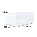 LUMALAND Damen Schuhbox transparent und stapelbar, 30x18,5x9,7 cm, praktischer Transportgriff, vielseitige Aufbewahrung.