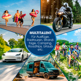 EASYmaxx Akku-Handkompressor – leistungsstarkes Multitalent für Fahrrad, Auto, Bälle mit Display und USB-Aufladung.