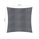 LUMALAND Sonnensegel 100% HDPE mit Stabilisator Quadrat 4 x 4 Meter Dunkelgrau mit rostfreien Befestigungsringen und UV-Schutz