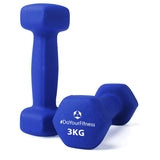 #DoYourSports Hantelset Gusseisen mit Neoprenbeschichtung - 2er-Set - 3 kg, blau, rutschfest und bodenschonend für Krafttraining.