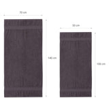 LUMALAND Premium Handtuch-Set Anthrazit mit 2 Handtüchern 50x100 cm und 2 Badetüchern 70x140 cm aus 100% Baumwolle.
