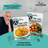 Rachs KOCHWERK Wok-Pfanne mit Wabenstruktur, Ø28 cm - Antihaft, alle Herdarten, inkl. 2 Rezeptideen für gesunde One-Wok-Gerichte.