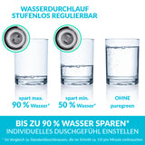 puregreen einstellbarer Wassersparer für die Dusche - chromfarben mit stufenlos regulierbarem Wasserdurchlauf spart bis zu 90 Prozent Wasser