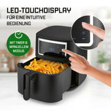 GOURMETmaxx Heißluftfritteuse 6,5 l mit Touchscreen, Timer, 11 Programmen und fettarmem Frittieren für knusprige Pommes.